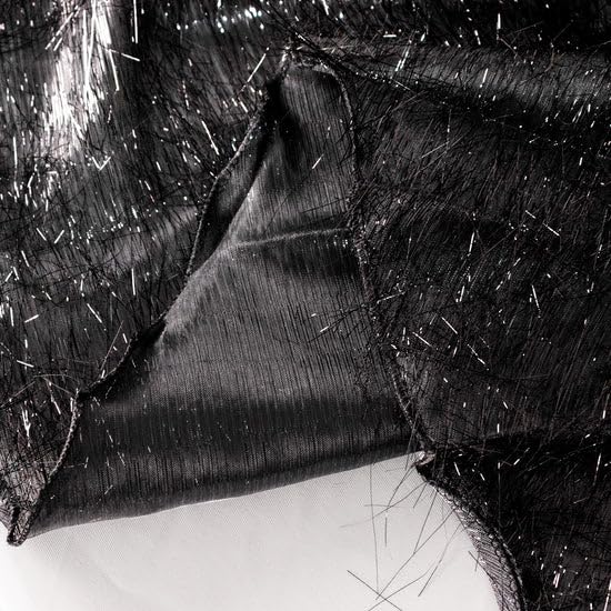 Tableclothsfactory 72" Black Metallic Fringe Shag Tinsel Square Polyester Table Overlay - Image 7