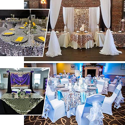 Tableclothsfactory 72" Premium Big Payette Sequin Overlay for Wedding Banquet Catering Party Table Decorations-Matte Champagne - Image 5