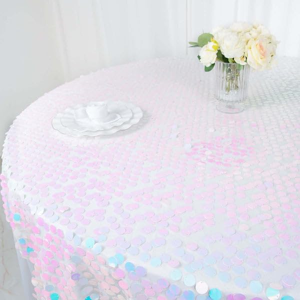 Tableclothsfactory 72" x 72" Iridescent Blue Premium Big Payette Sequin Overlay Table Cover Party Supplies for Baby Shower Tablecloth, Wedding Birthday Party, Banquet Decor - Image 9