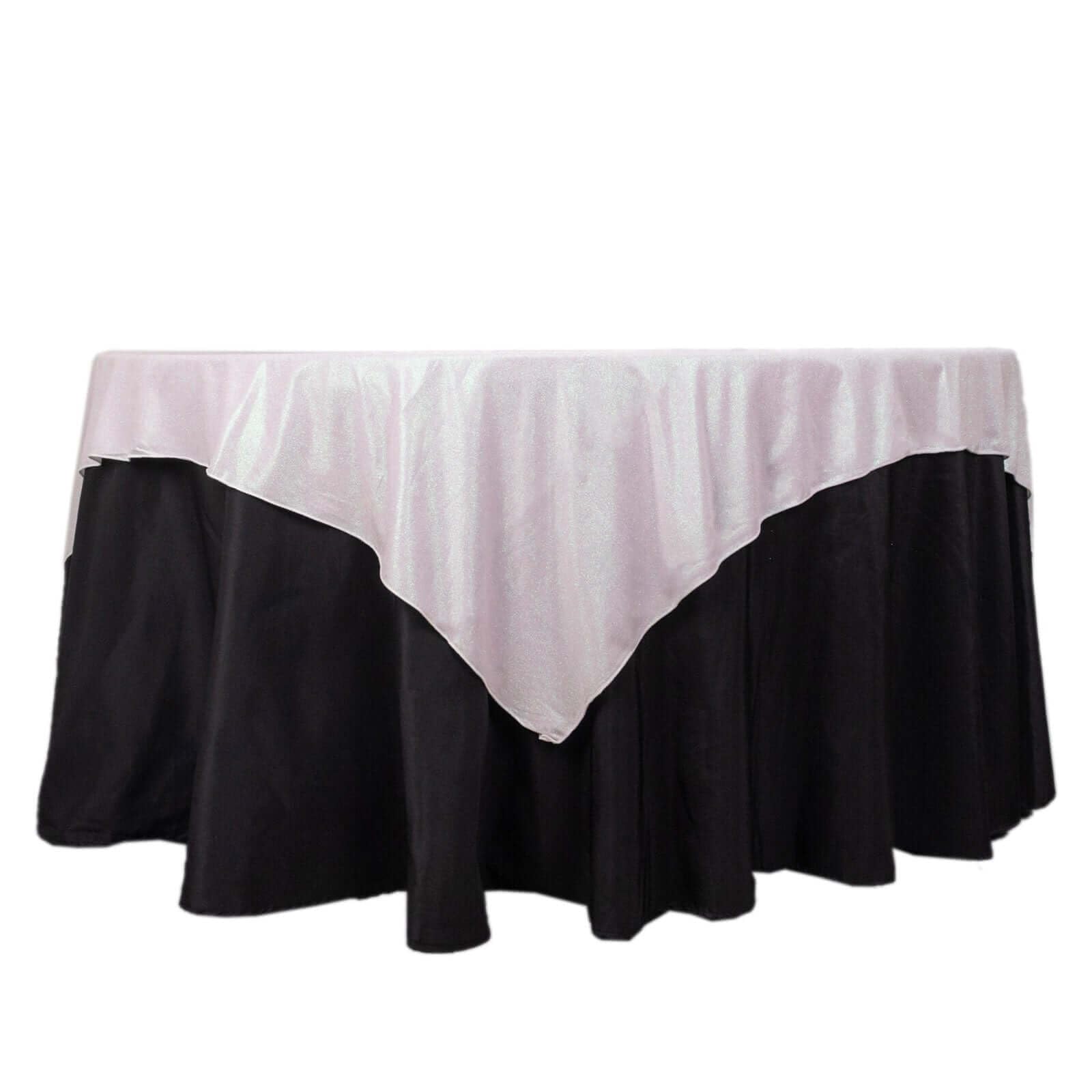 Tableclothsfactory 72"x72" Iridescent Glitter Sparkle Polyester Table Overlay, Shimmery Square Table Topper - Image 4