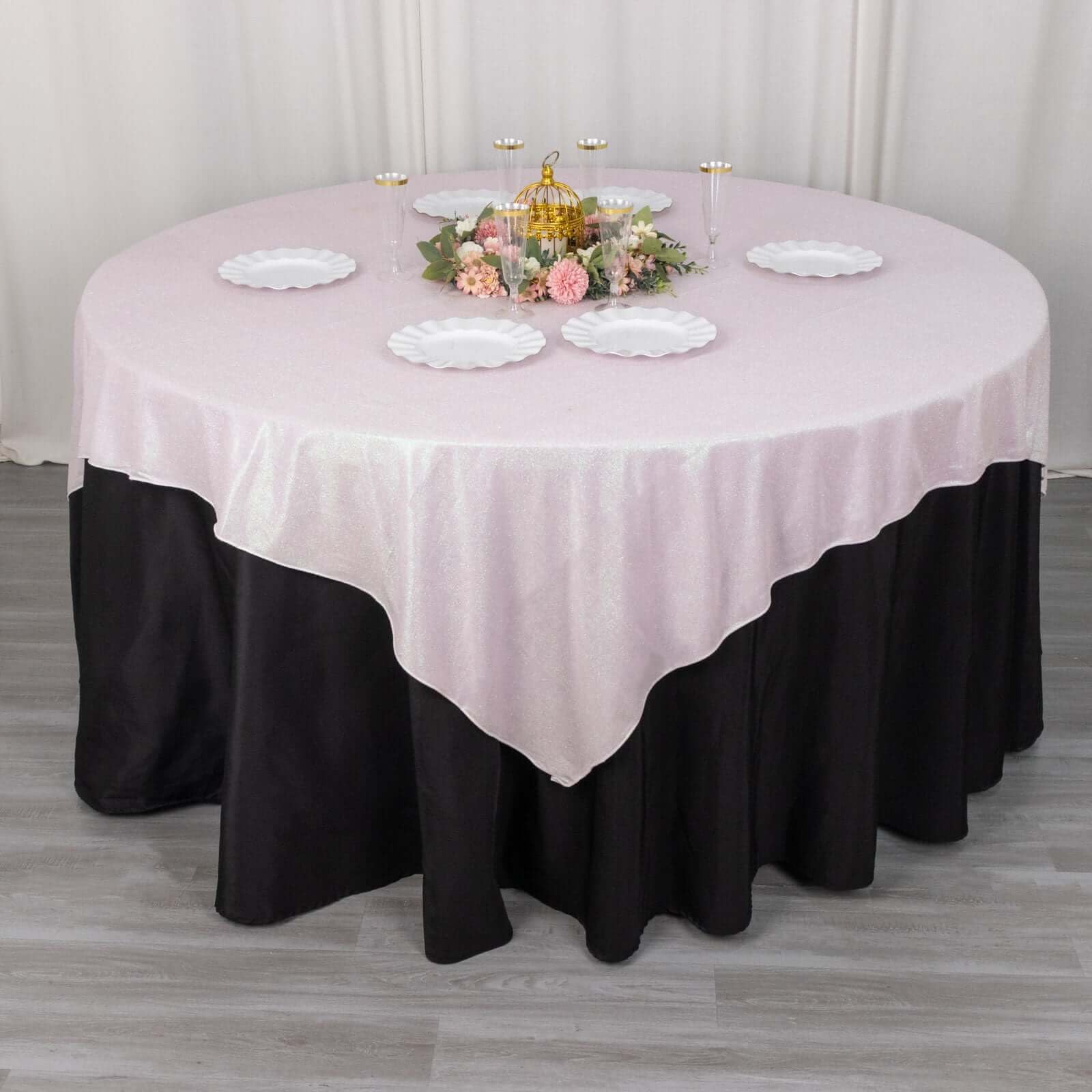 Tableclothsfactory 72"x72" Iridescent Glitter Sparkle Polyester Table Overlay, Shimmery Square Table Topper - Image 5