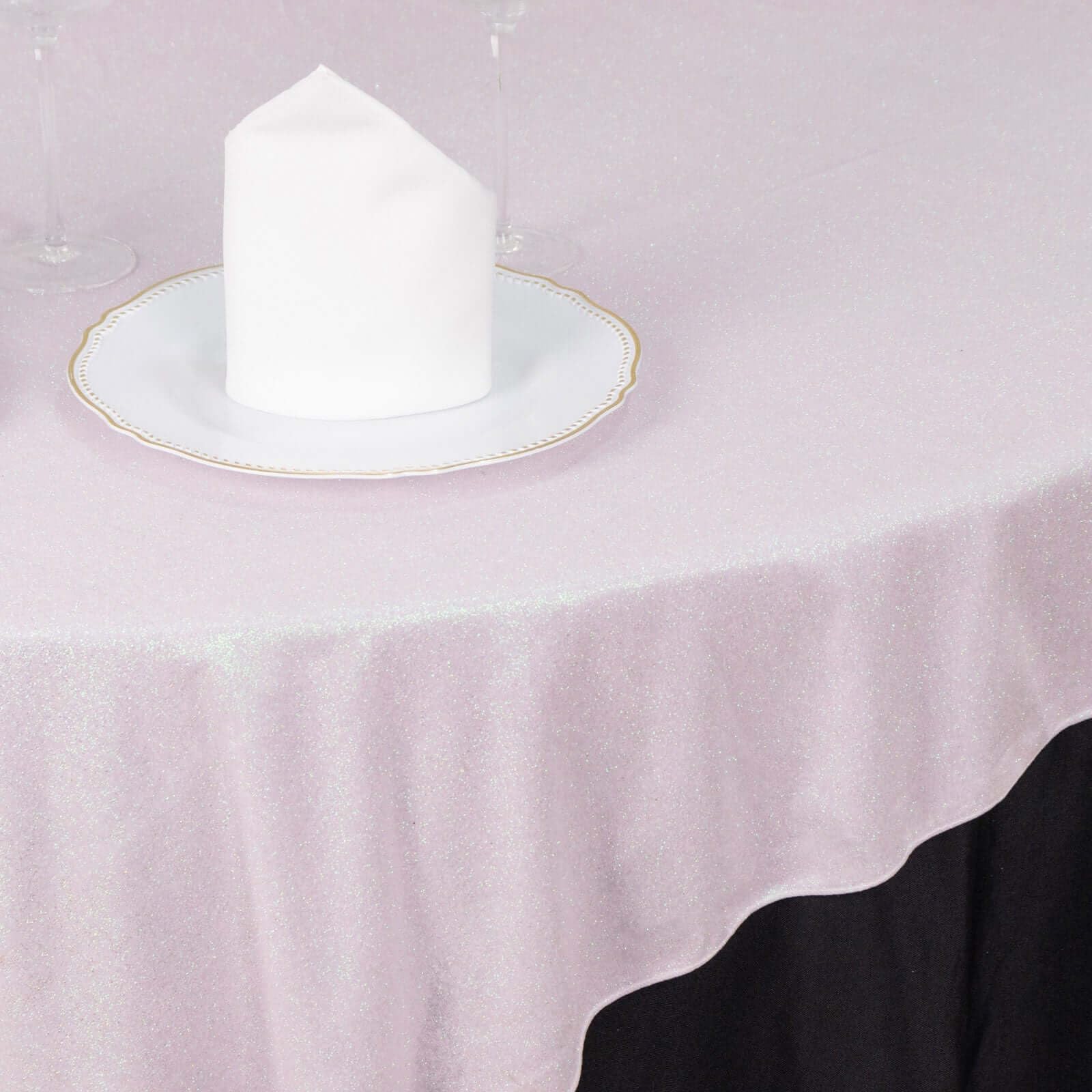 Tableclothsfactory 72"x72" Iridescent Glitter Sparkle Polyester Table Overlay, Shimmery Square Table Topper - Image 6