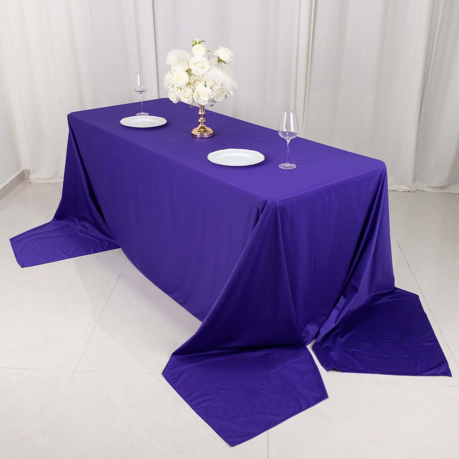 Tableclothsfactory 90"x156" Purple Premium Scuba Rectangular Tablecloth, Wrinkle Free Polyester Seamless Tablecloth - Image 4