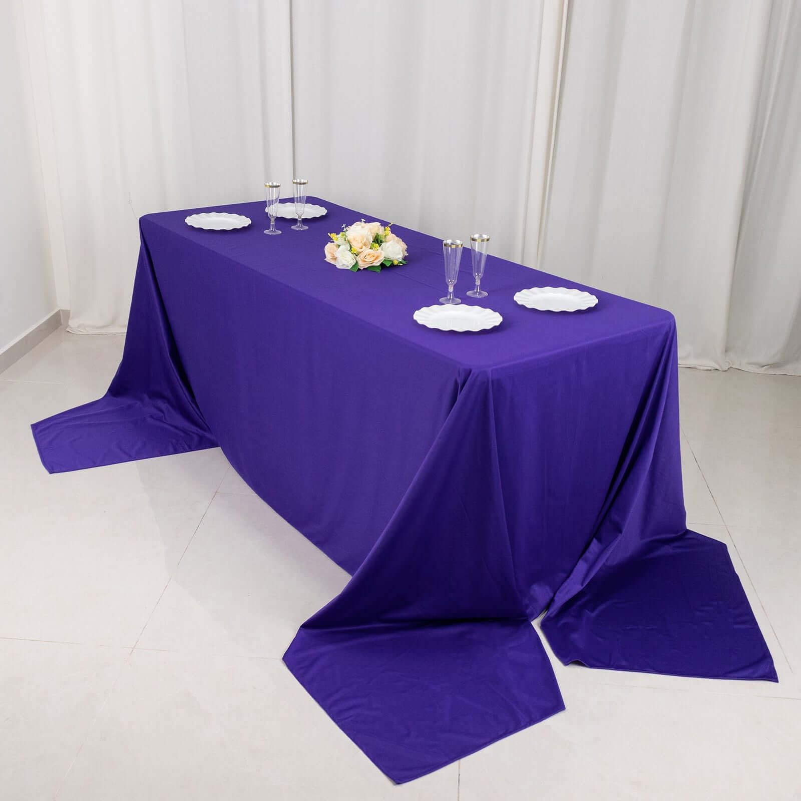 Tableclothsfactory 90"x156" Purple Premium Scuba Rectangular Tablecloth, Wrinkle Free Polyester Seamless Tablecloth - Image 5