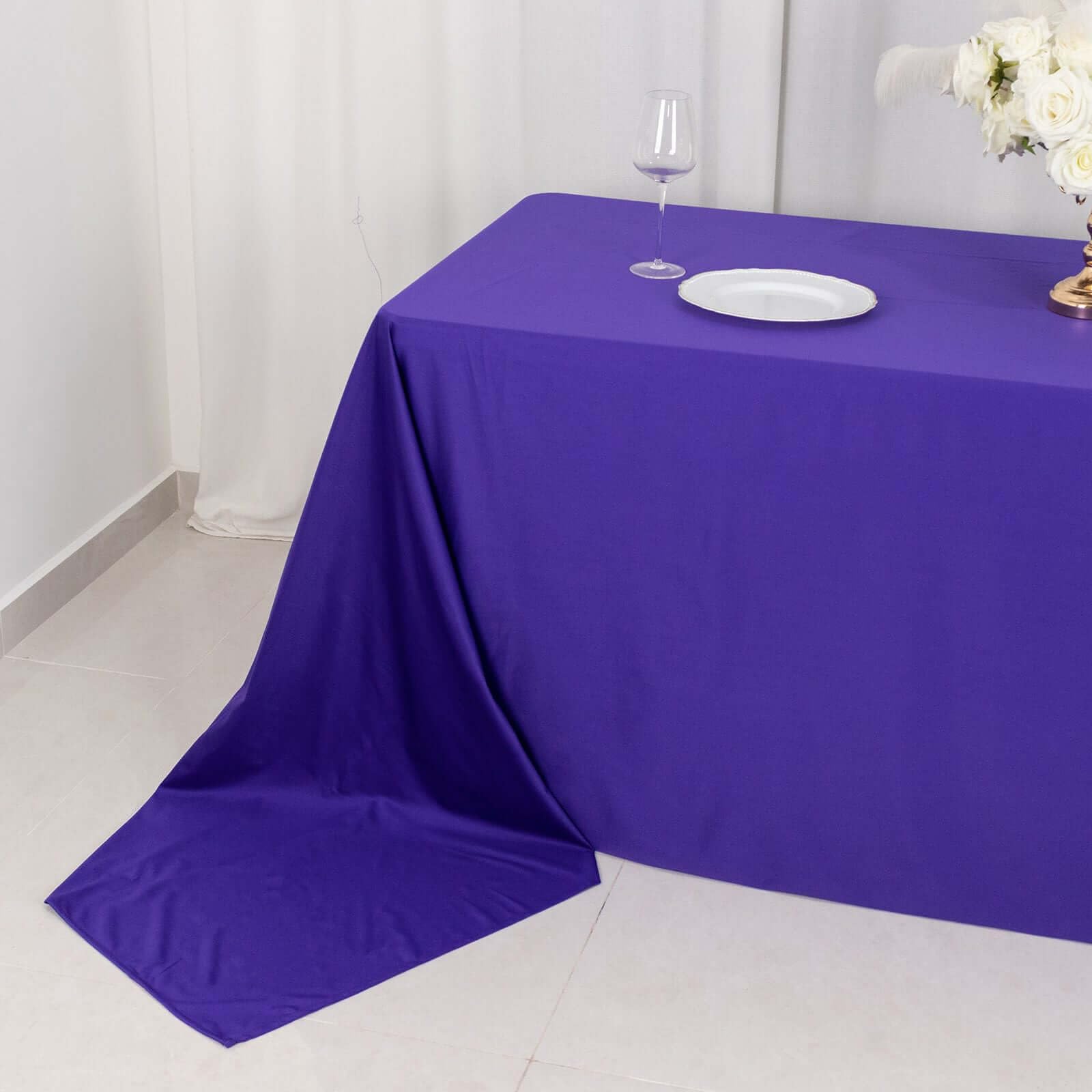 Tableclothsfactory 90"x156" Purple Premium Scuba Rectangular Tablecloth, Wrinkle Free Polyester Seamless Tablecloth - Image 8