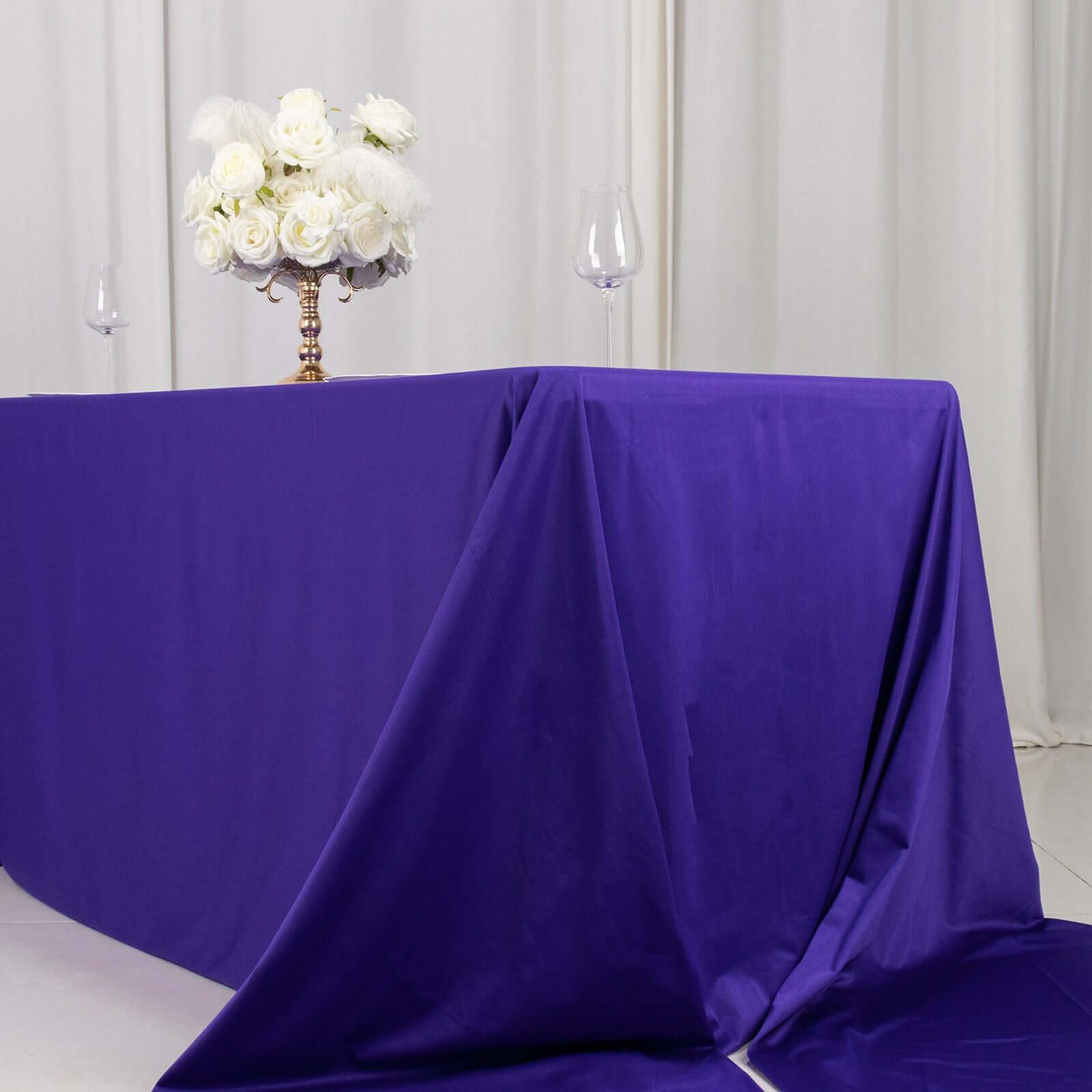 Tableclothsfactory 90"x156" Purple Premium Scuba Rectangular Tablecloth, Wrinkle Free Polyester Seamless Tablecloth - Image 9