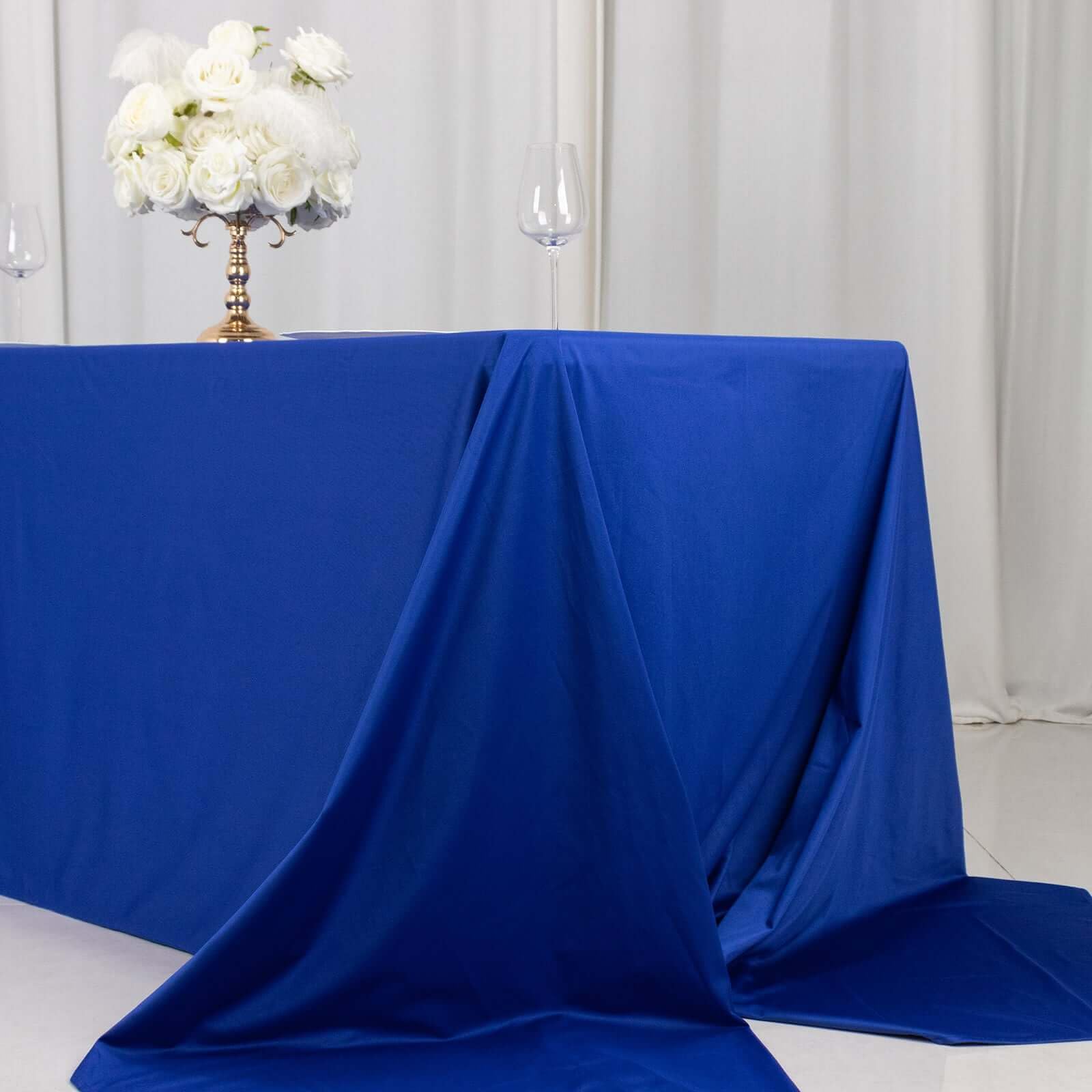 Tableclothsfactory 90"x156" Royal Blue Premium Scuba Rectangular Tablecloth, Wrinkle Free Polyester Seamless Tablecloth - Image 9