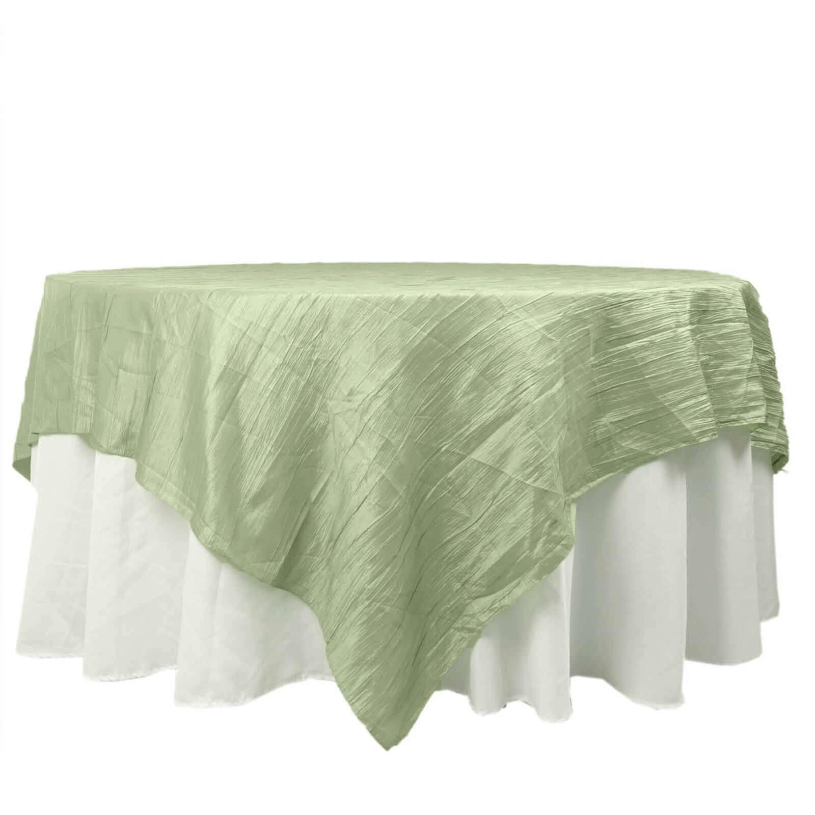 Tableclothsfactory 90"X90" Accordion Crinkle Taffeta Table Overlay - Sage Green - Perfect for Wedding, Party, Event, Banquet, and Decoration - Excellence Class and Vibrancy - Imperial Luster and - Image 3