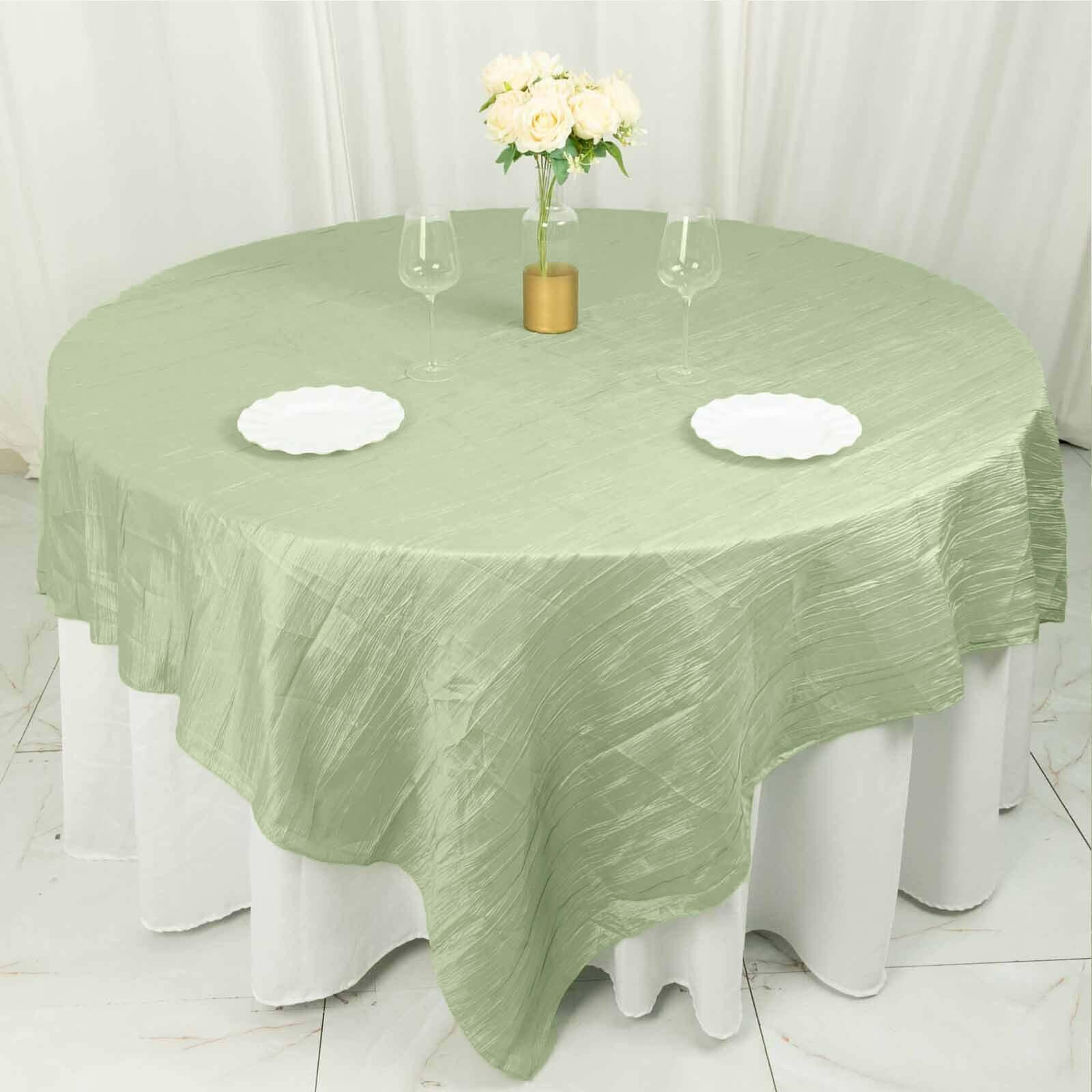 Tableclothsfactory 90"X90" Accordion Crinkle Taffeta Table Overlay - Sage Green - Perfect for Wedding, Party, Event, Banquet, and Decoration - Excellence Class and Vibrancy - Imperial Luster and - Image 5