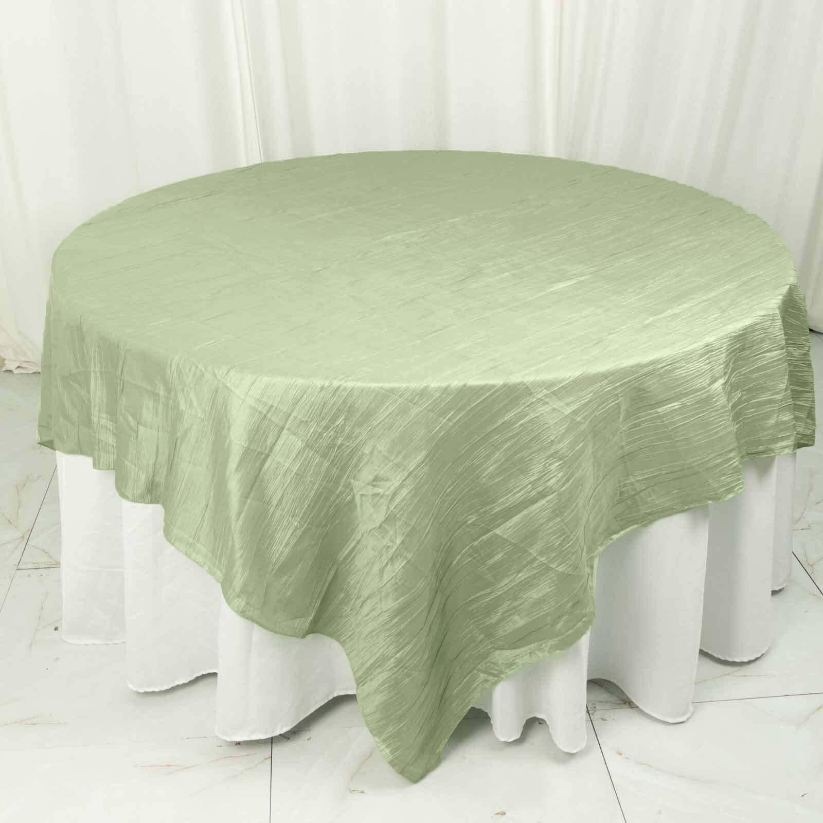 Tableclothsfactory 90"X90" Accordion Crinkle Taffeta Table Overlay - Sage Green - Perfect for Wedding, Party, Event, Banquet, and Decoration - Excellence Class and Vibrancy - Imperial Luster and - Image 6