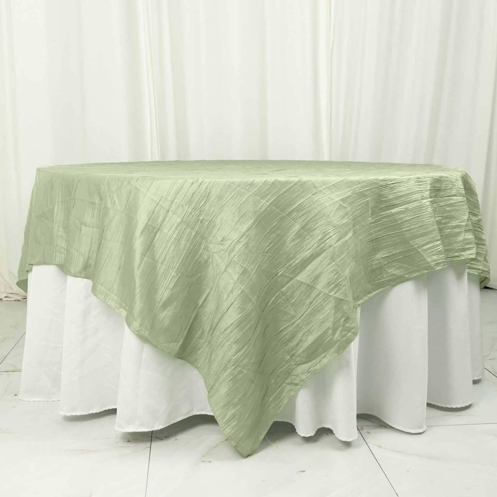Tableclothsfactory 90"X90" Accordion Crinkle Taffeta Table Overlay - Sage Green - Perfect for Wedding, Party, Event, Banquet, and Decoration - Excellence Class and Vibrancy - Imperial Luster and - Image 7
