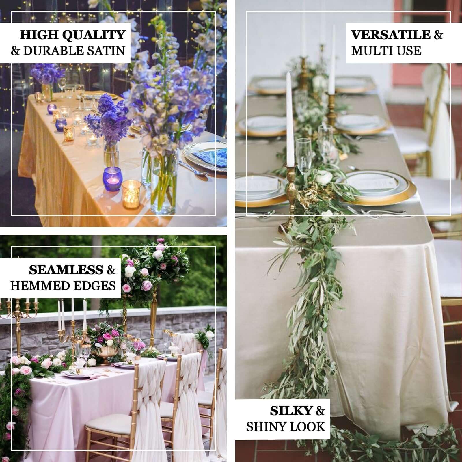 Tableclothsfactory 90x132 Rectangle Lavender Wholesale Satin Tablecloth Banquet Linen Wedding Party Restaurant Tablecloth - Image 4