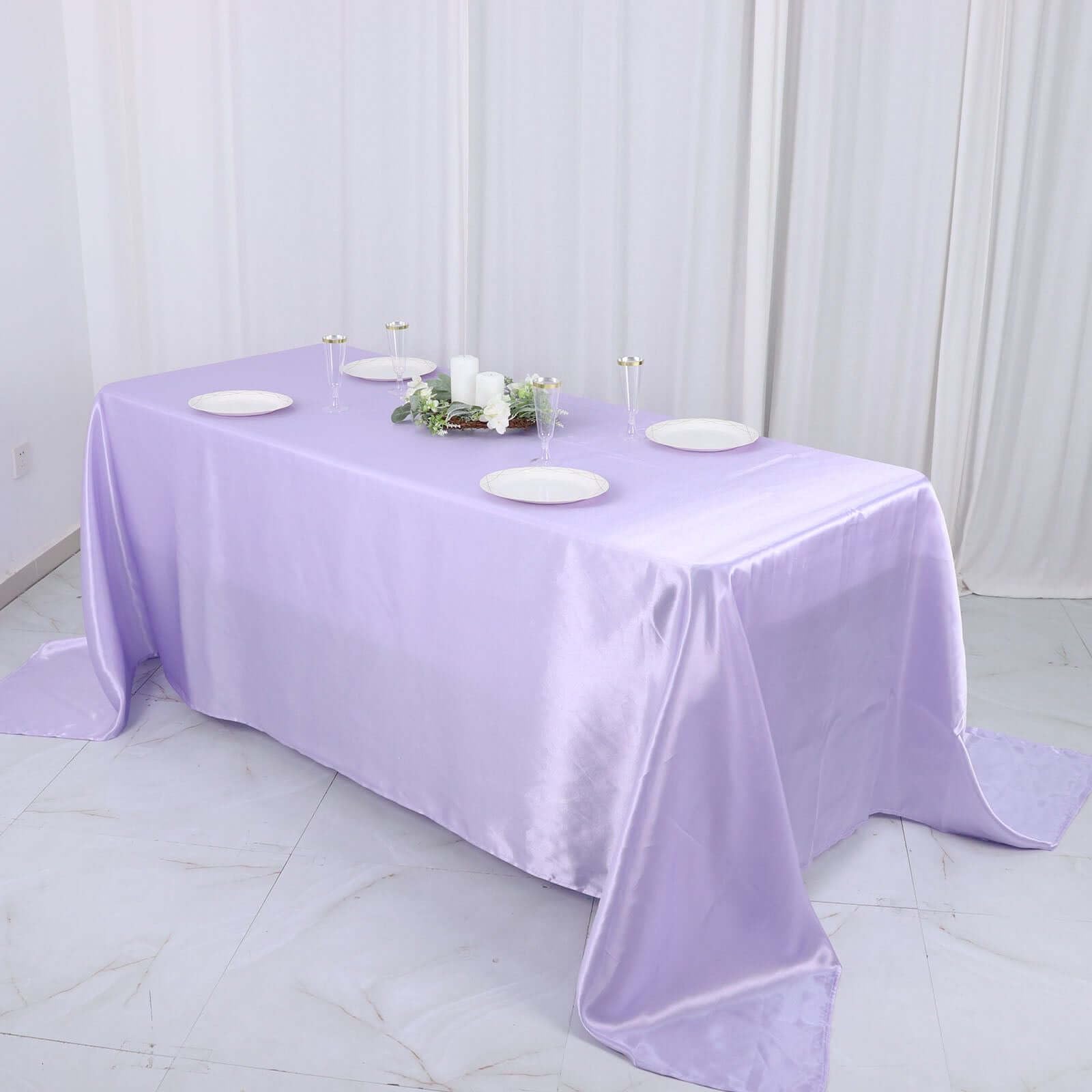 Tableclothsfactory 90x132 Rectangle Lavender Wholesale Satin Tablecloth Banquet Linen Wedding Party Restaurant Tablecloth - Image 6