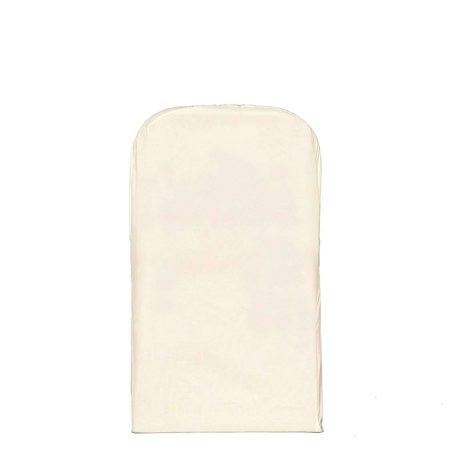 Tableclothsfactory 10PCS Beige Linen Polyester Folding Chair Cover Dinning Chair Slipcover for Wedding Party Event Banquet Catering - Image 5