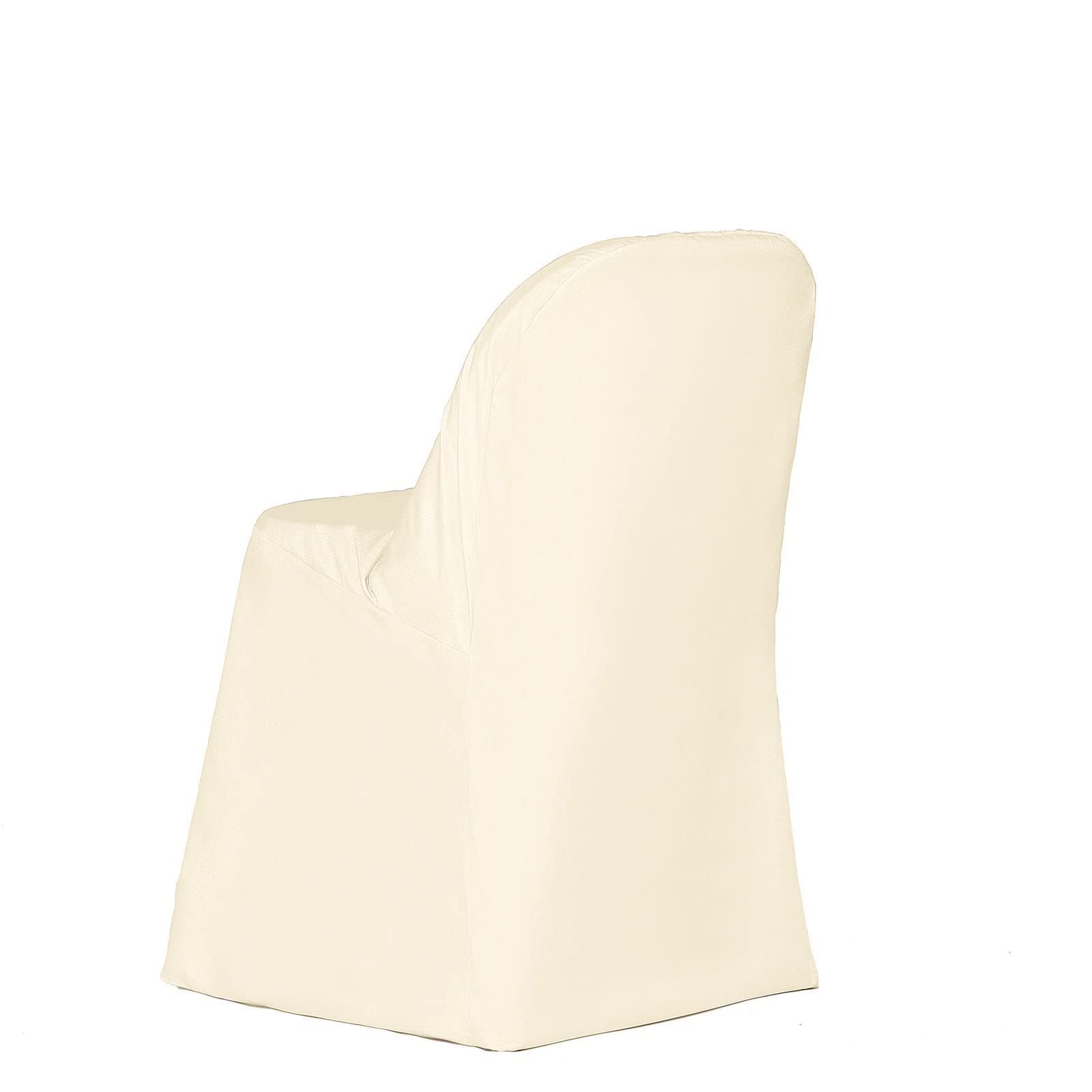 Tableclothsfactory 10PCS Beige Linen Polyester Folding Chair Cover Dinning Chair Slipcover for Wedding Party Event Banquet Catering - Image 6