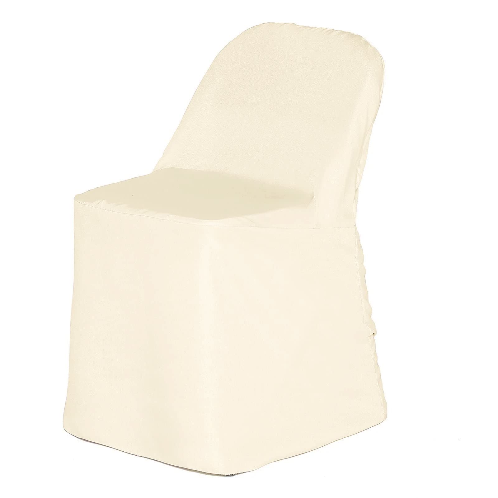 Tableclothsfactory 10PCS Beige Linen Polyester Folding Chair Cover Dinning Chair Slipcover for Wedding Party Event Banquet Catering - Image 7