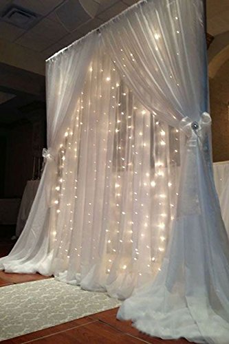 TABLECLOTHSFACTORY Big Wedding Party Photography Organza Curtain Backdrop with Lights - White - 20FT x 10FT - Image 3