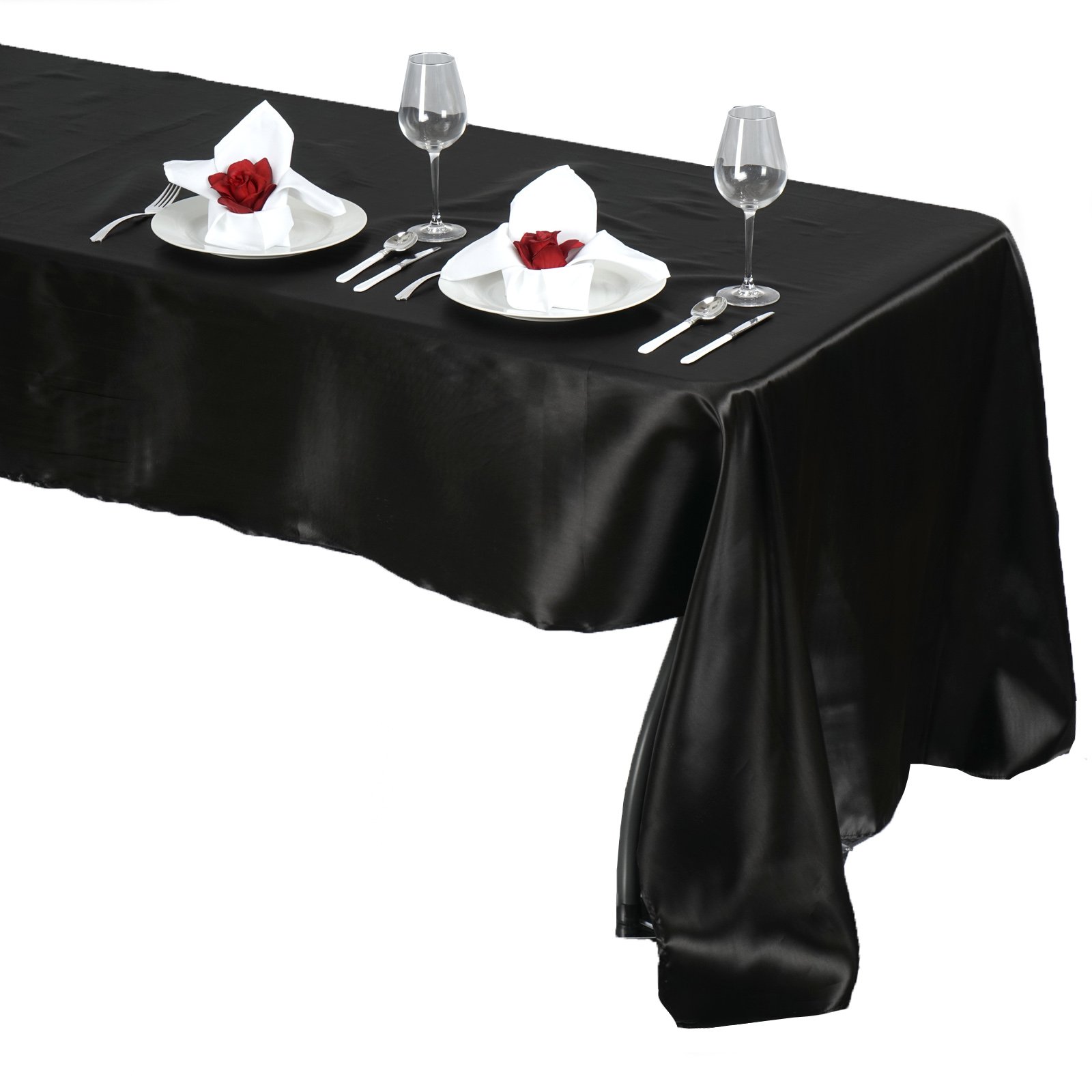 TABLECLOTHSFACTORY Black 60x126 Rectangle Satin Tablecloth - Image 4