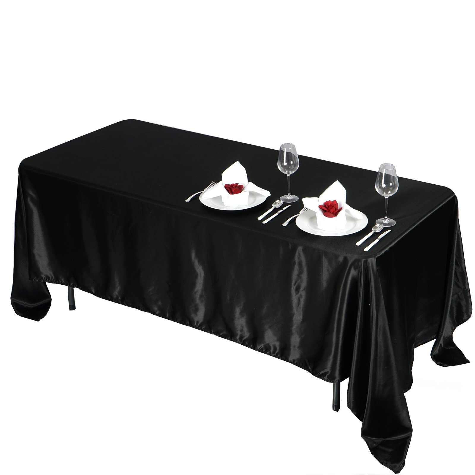 TABLECLOTHSFACTORY Black 72x120 Rectangle Satin Tablecloth - Image 3