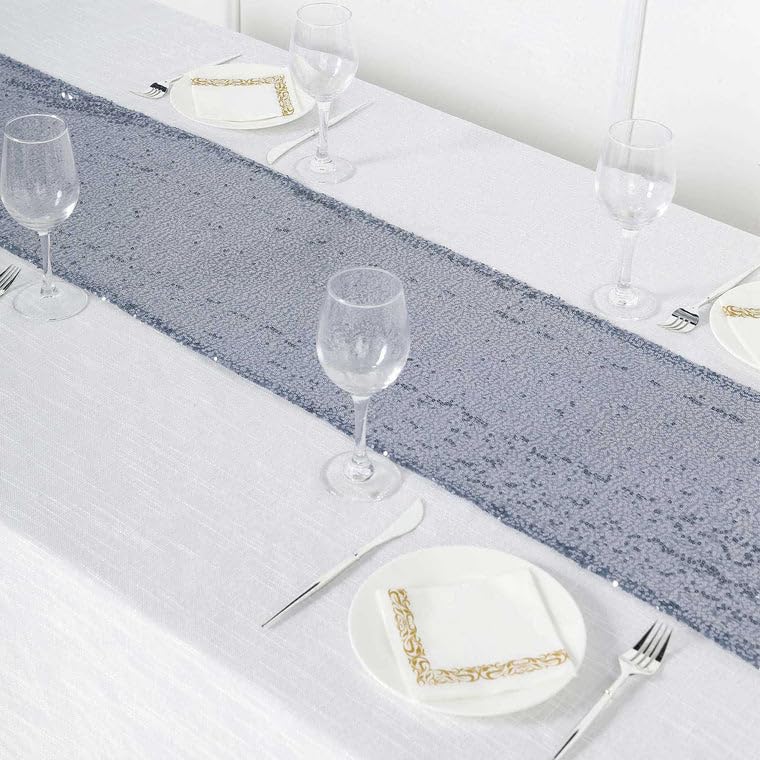 Tableclothsfactory Dusty Blue Sequin Premium Table Runners for Weddings Birthday Parties Decor Fit Rectangle and Round Table 108x12 - Image 7