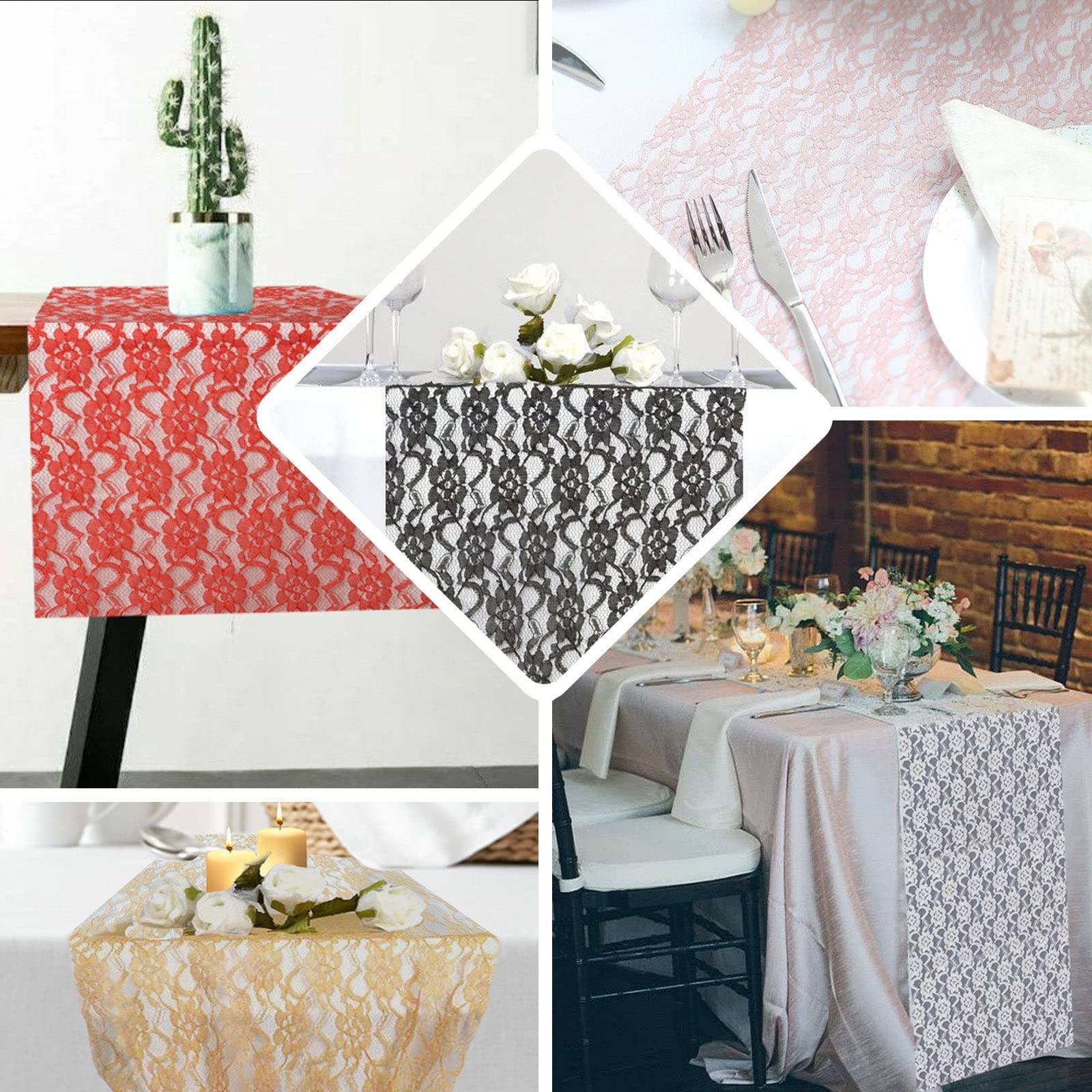 Tableclothsfactory Floral Lace Premium Table Top Runner for Weddings Birthday Party Decor Fit Rectangle and Round Table - Sage Green - Image 5