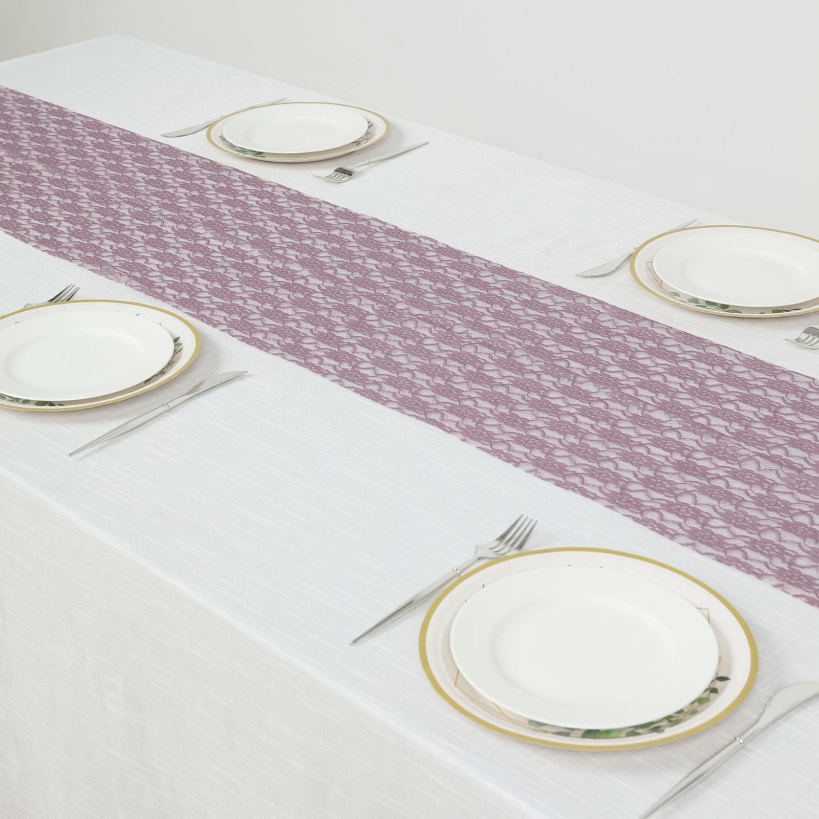 Tableclothsfactory Floral Lace Premium Table Top Runner for Weddings Birthday Party Decor Fit Rectangle and Round Table - Violet Amethyst - Image 8