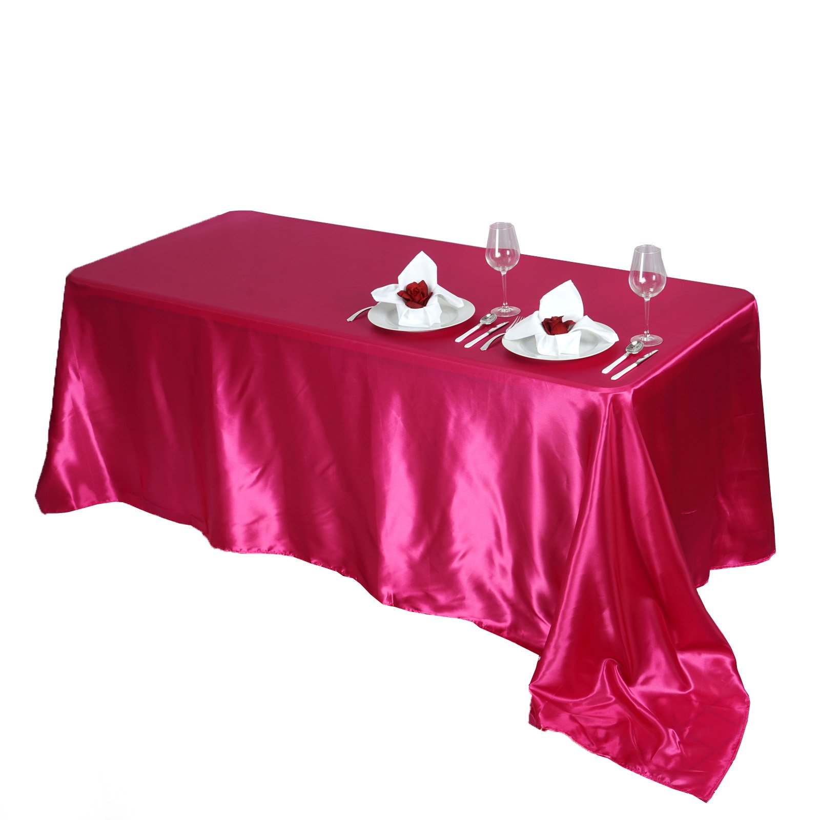 TABLECLOTHSFACTORY Fushia 90x156 Rectangle Satin Tablecloth - Image 4