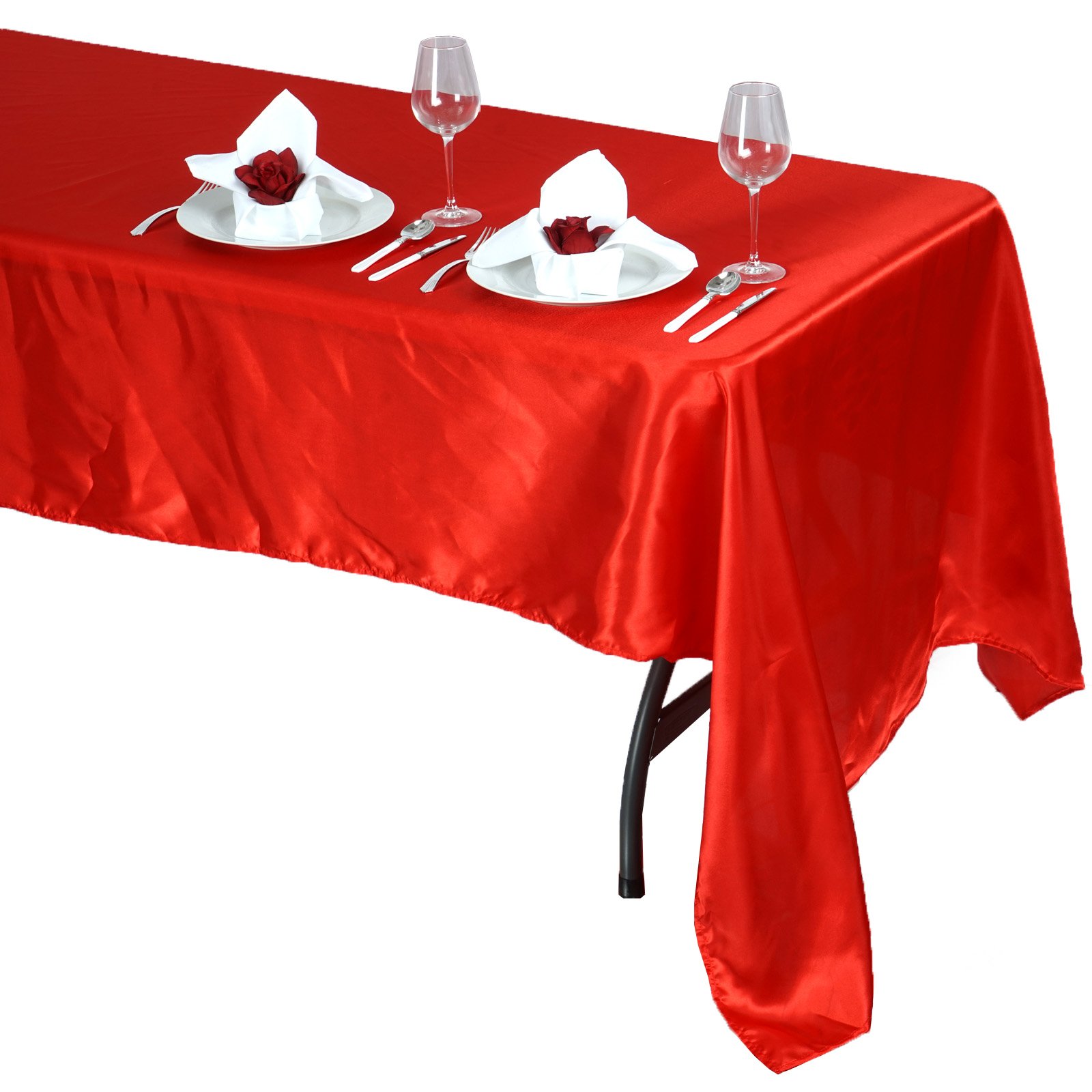 TABLECLOTHSFACTORY Red 60x126 Rectangle Satin Tablecloth - Image 4