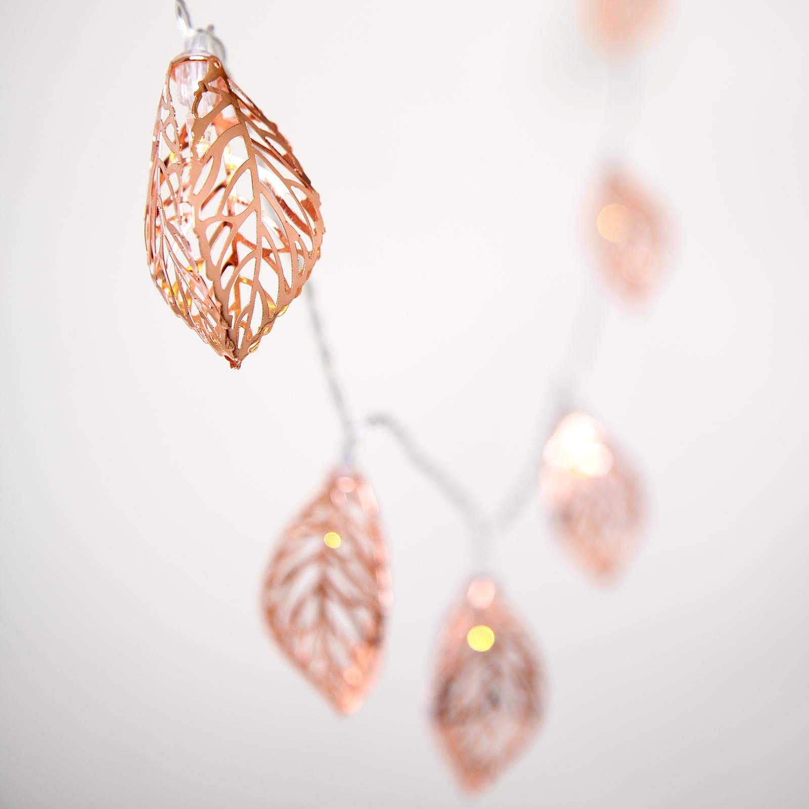 Tableclothsfactory Rose Gold 5 FT 10 LED Leafs Battery Operated Fairy String Lights Holiday Indoor Party Home Kitchen Bar Decoration - Image 5