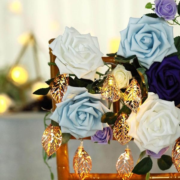 Tableclothsfactory Rose Gold 5 FT 10 LED Leafs Battery Operated Fairy String Lights Holiday Indoor Party Home Kitchen Bar Decoration - Image 7