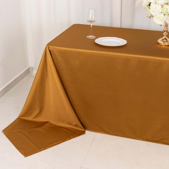 Tableclothsfactory Shimmer Gold Premium Scuba Rectangle Tablecloth, Wrinkle Free Seamless Polyester Tablecloth - 90"x156" - Image 6