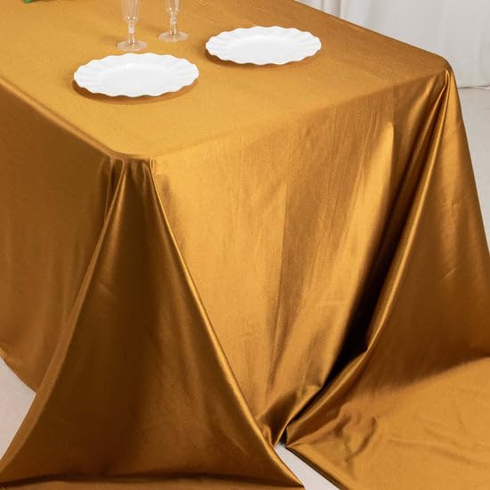 Tableclothsfactory Shimmer Gold Premium Scuba Rectangle Tablecloth, Wrinkle Free Seamless Polyester Tablecloth - 90"x156" - Image 8