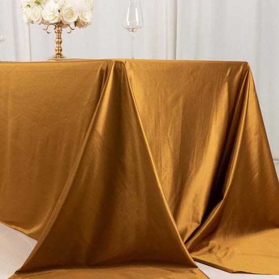 Tableclothsfactory Shimmer Gold Premium Scuba Rectangle Tablecloth, Wrinkle Free Seamless Polyester Tablecloth - 90"x156" - Image 9