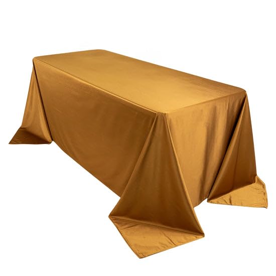 Tableclothsfactory Shimmer Gold Premium Scuba Rectangle Tablecloth, Wrinkle Free Seamless Polyester Tablecloth - 90"x132" - Image 3