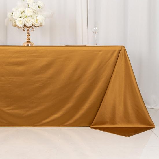 Tableclothsfactory Shimmer Gold Premium Scuba Rectangle Tablecloth, Wrinkle Free Seamless Polyester Tablecloth - 90"x132" - Image 4