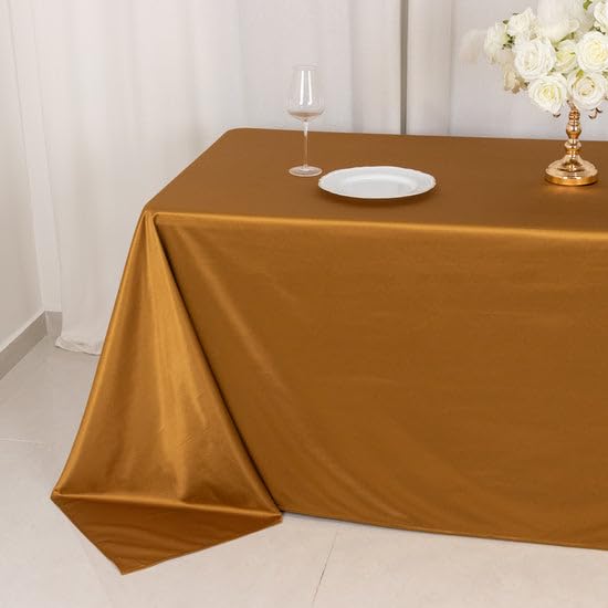 Tableclothsfactory Shimmer Gold Premium Scuba Rectangle Tablecloth, Wrinkle Free Seamless Polyester Tablecloth - 90"x132" - Image 8