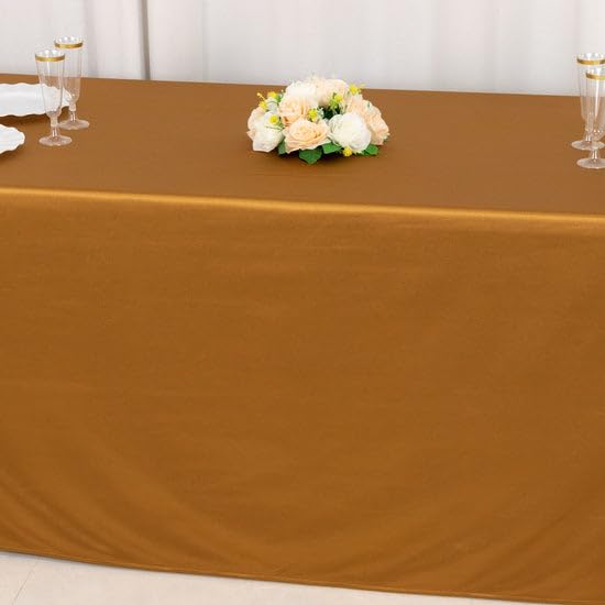Tableclothsfactory Shimmer Gold Premium Scuba Rectangle Tablecloth, Wrinkle Free Seamless Polyester Tablecloth - 90"x132" - Image 9