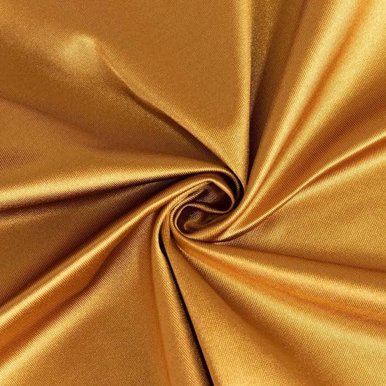 Tableclothsfactory Shimmer Gold Premium Scuba Round Tablecloth, Wrinkle Free Seamless Polyester Tablecloth - 132" - Image 6