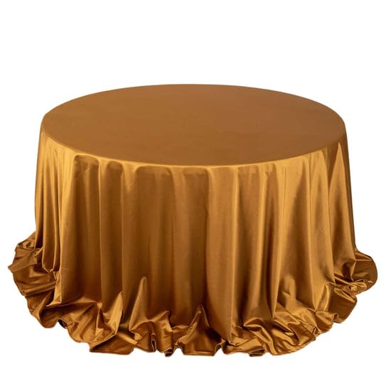 Tableclothsfactory Shimmer Gold Premium Scuba Round Tablecloth, Wrinkle Free Seamless Polyester Tablecloth - 132" - Image 8