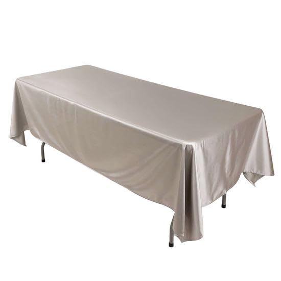 Tableclothsfactory Shimmer Silver Premium Scuba Rectangle Tablecloth, Wrinkle Free Seamless Polyester Tablecloth - 60"x102" - Image 3