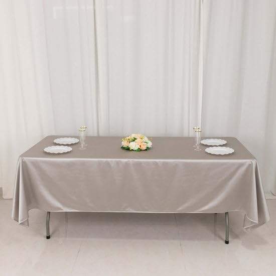 Tableclothsfactory Shimmer Silver Premium Scuba Rectangle Tablecloth, Wrinkle Free Seamless Polyester Tablecloth - 60"x102" - Image 4