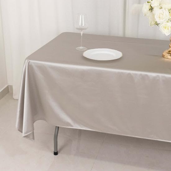 Tableclothsfactory Shimmer Silver Premium Scuba Rectangle Tablecloth, Wrinkle Free Seamless Polyester Tablecloth - 60"x102" - Image 6
