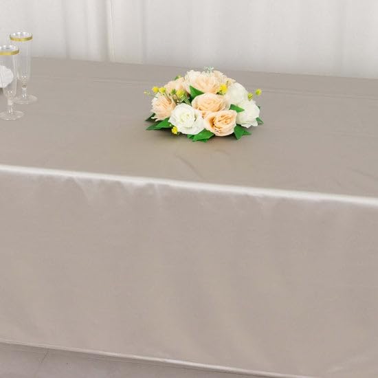 Tableclothsfactory Shimmer Silver Premium Scuba Rectangle Tablecloth, Wrinkle Free Seamless Polyester Tablecloth - 60"x102" - Image 8
