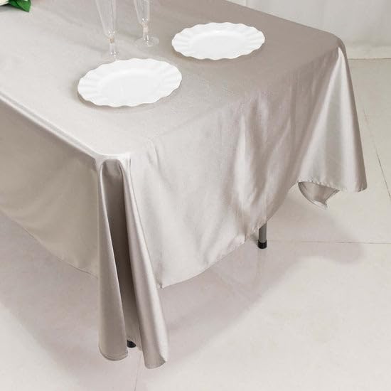 Tableclothsfactory Shimmer Silver Premium Scuba Rectangle Tablecloth, Wrinkle Free Seamless Polyester Tablecloth - 60"x102" - Image 9