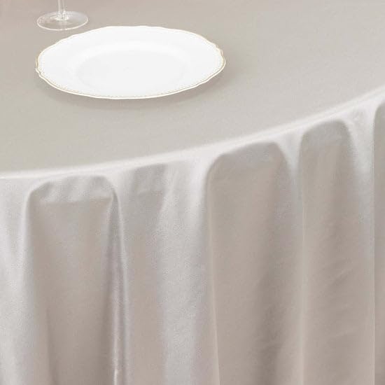Tableclothsfactory Shimmer Silver Premium Scuba Round Tablecloth, Wrinkle Free Seamless Polyester Tablecloth - 120" - Image 5