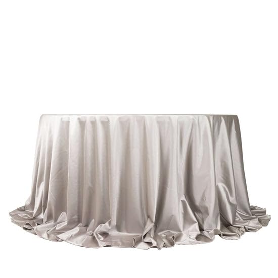 Tableclothsfactory Shimmer Silver Premium Scuba Round Tablecloth, Wrinkle Free Seamless Polyester Tablecloth - 132" - Image 7