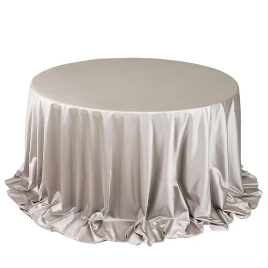 Tableclothsfactory Shimmer Silver Premium Scuba Round Tablecloth, Wrinkle Free Seamless Polyester Tablecloth - 132" - Image 8