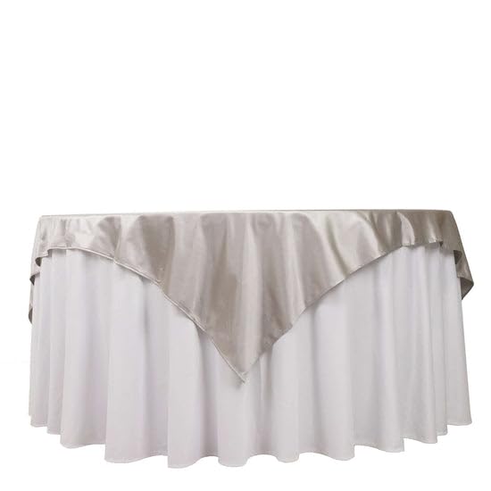 Tableclothsfactory Shimmer Silver Premium Scuba Square Table Overlay, Wrinkle Free Seamless Polyester Table Topper - 70" - Image 3